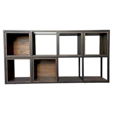 Imagem de Nicho Estante de Parede Modelo Industrial de Madeira e Ferro Cor Preta