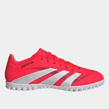 Imagem de Chuteira Society Adidas Predator Club Unissex, Vermelho, Branco, 43