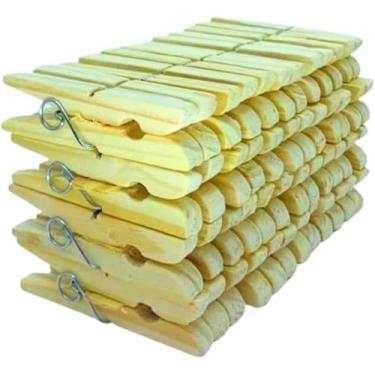 Imagem de 60 Unidades Pregador Gigante Madeira - Prendedores de Roupa Grande Varal Multiuso. Grande