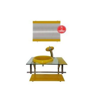 Imagem de Gabinete de Vidro 70cm para Banheiro França - EKASA, Amarelo