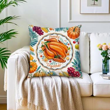 Imagem de Capas de travesseiro de peru de ação de graças, abóbora, frango, presentes, fazenda, almofadas decorativas para sofá, decoração de casa, sala de estar, pátio, cama, sofá