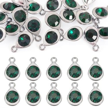 Imagem de 20 peças pingentes de vidro facetado em gota de maio, pingentes de cristal para fazer joias, brincos, colar, pulseira, 11,3 x 7,2 x 4,2 mm, esmeralda