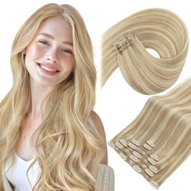 Imagem de Sunny Hair Extensões De Cabelo Clip In, Liso, Humano, Remy, Real, Loiro Dourado, Mechas, Descolorante, 22 Polegadas