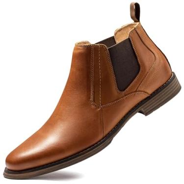 Imagem de Arkbird Chelsea Bota masculina de couro legítimo, Oxford casual e formal no tornozelo, Marrom-fosco-802, 45