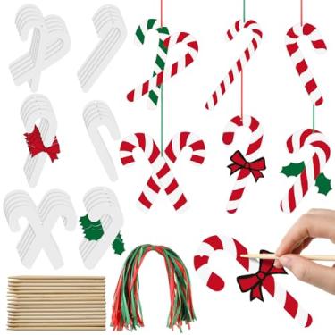 Imagem de Woanger 60 peças de artesanato de bengala doce a granel de papel de raspar cartões de arte de árvore de Natal artesanato para lembrancinhas de festa em casa suprimentos para sala de aula