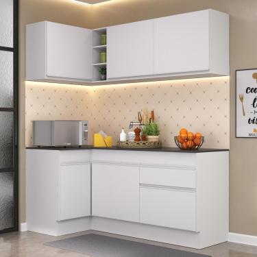 Imagem de Armário De Cozinha Compacta De Canto Com Rodapé Veneza Multimóveis V2092 Branco