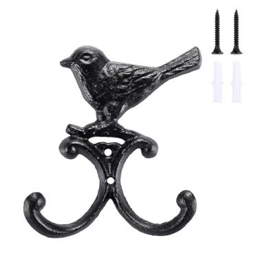 Imagem de OwnMy Ganchos decorativos de ferro fundido, gancho de parede decorativo, suporte de coleira de cachorro vintage, porta-chaves de casa de fazenda para parede, ganchos de parede dupla para uso interno e