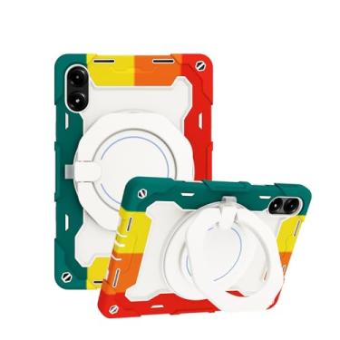 Imagem de Capa para Xiaomi Redmi Pad Pro 12,1 polegadas com suporte giratório 360, alça de ombro, capa militar resistente para Xiaomi Poco Pad 12,1 polegadas (vermelho arco-íris)
