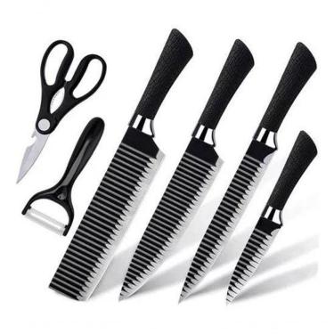 Imagem de Conjunto Facas 6 Peças Profissionais Antiaderente Preto