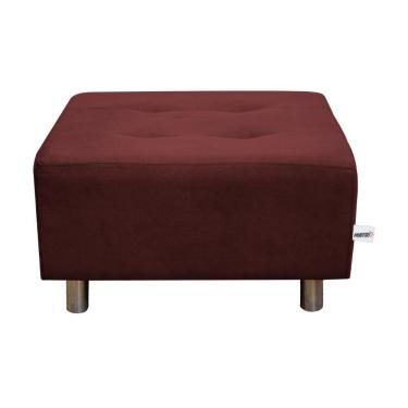 Imagem de Puff Para Sala Quadrado Decorativo Com Pés Com Alumínio Nero Matrix - Veludo Vinho Marinho