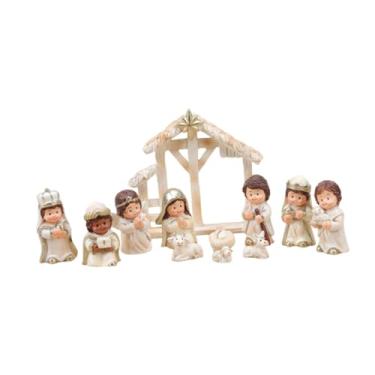 Imagem de harayaa Conjunto de 12 peças de miniaturas rústicas de presépio com o Menino Jesus para decoração de mesas, presentes e inaugurações de casa.
