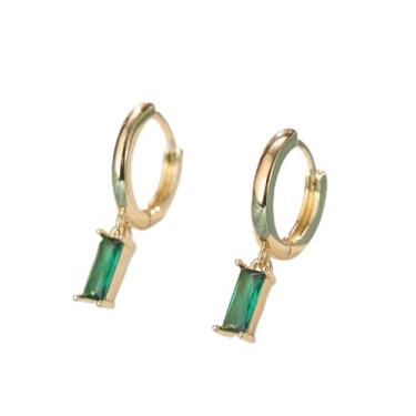 Imagem de Brincos de argola banhados a ouro para mulheres com zircônia cúbica pequenos delicados e leves brincos pendentes, standard, Cobre, Sem pedra preciosa