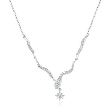 Imagem de Ymeiselle Colar feminino de prata esterlina S925 com pingente de serpentina, joia elegante para presente para namorada, esposa, aniversário, Natal, dia das mães, casamentos, 15.8"+2", Prata, Zircônia