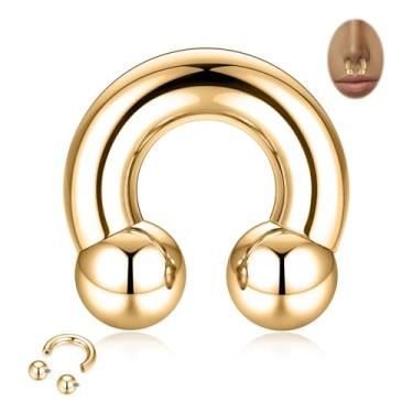Imagem de GAGABODY Anéis de nariz unissex Septum Jewelry Argola G23 titânio ferradura grande PA anel 12G 10G 8G 6G 4G 2G 0G internamente roscado barra circular extensível calibre piercing de orelha 10 mm-19 mm