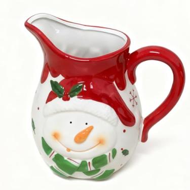 Imagem de Jarro grande de porcelana de Natal de 1,644 g, feriado festivo para leite, creme, suco, utensílios de mesa elegantes colecionáveis para celebrações de Natal - Jarra de garrafa de água vintage de