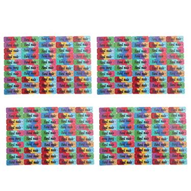 Imagem de Etiquetas de etiqueta de madeira 200 unidades coloridas feitas à mão, decorações de artesanato DIY, sinais manuais de madeira fortes e duráveis ​​para projetos de artesanato,