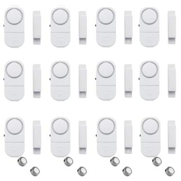 Imagem de 12 Pacotes de Alarme Sem Fio para Porta e Janela com Sensor Magnético Antifurto Segurança Residencial Pessoal Casa Carros Sheds Caravanas Alto 90 dB Instalação Fácil Adesivo Pré-Aplicado