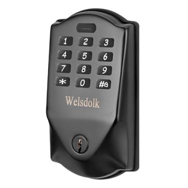 Imagem de Fechadura de porta de entrada sem chave, fechadura com código de teclado eletrônico, fechaduras inteligentes para porta da frente, trava eletrônica de aço inoxidável, trava automática, anti-espião,
