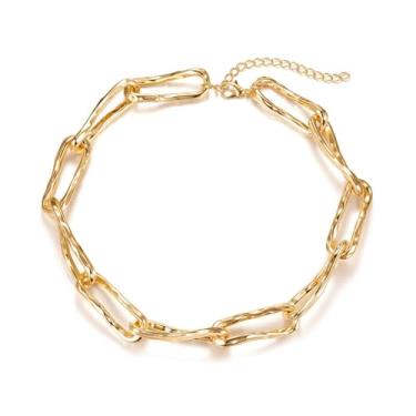 Imagem de PHNIBIRD Colar de ouro grosso para mulheres, corrente grossa, joia de ouro, não mancha, adequada para uso diário, A, Metal, Sem Pedra Preciosa