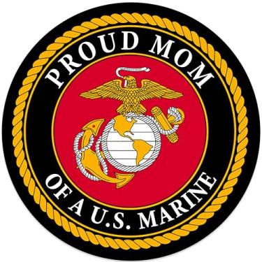 Imagem de Ímã magnético redondo orgulhoso MOM of a Marine (logotipo do Corpo de Fuzileiros Navais Filho Filha Uso ao ar livre para carro, caminhão ou van (7,6 cm) licenciado pela USMC