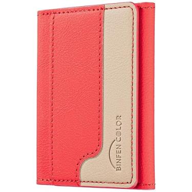 Imagem de LaiYHe Carteira magnética, 6 compartimentos para cartão, flip de couro PU, telefone minimalista fino, compatível com telefones e capas MagSafe, para iPhone 17/16/15/14/13/12/Pro/Max/Plus (MW18-Red)