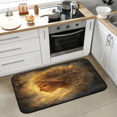 Imagem de Tapete de cozinha antiderrapante, lavável, antifadiga, macio, absorvente, tapete de cozinha, tapete de boas-vindas para cozinha, interior, entrada, pia, lavanderia, decoração de casa, mulher, bela