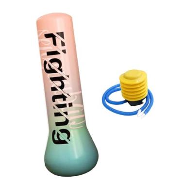 Imagem de simhoa Saco de pancada inflável para crianças, equipamento de boxe para exercícios, brinquedo de boxe em formato de coluna para kickboxing em casa, Rosa, 1.2m