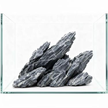 Imagem de TankMatDecor Pedras de aquário Seiryu Pedra Natural Hardscape para Aquários DIY, Tanques de Peixes, Bonsai, Caixas de Anfíbios Paludário (2,3 kg (7,6-20,3 cm), Pedra Seiryu)