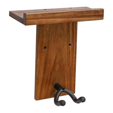 Imagem de KiBcsLic Suporte de parede para guitarra com prateleira, gancho de parede para acessórios musicais, expositor, suporte de madeira para músicos, quarto de