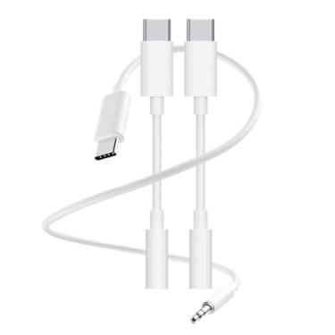 Imagem de Adaptador de áudio USB C para 3,5 mm, pacote com 2 e cabo auxiliar de 1,2 m, adaptador USB C para auxiliar de fone de ouvido estéreo compatível com iPhone 17/16/15, Samsung S25 S24 S23, Pixel, iPad