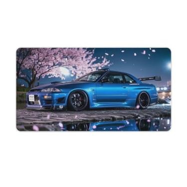Imagem de HouLaiZhe Tapetes de mesa de carro JDM Midnight JDM R32 Cherry Blossoms Falling Gaming Mouse pads de mesa grandes mousepads para teclado de mesa tapete de computador 40 x 75 cm