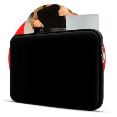 Imagem de Capa Para Notebook 15.6 Polegadas Neoprene Preta Impermeável Com Zíper - Proteção Antirrisco Portátil Para Viagem Trabalho Dia a Dia (PRETO)