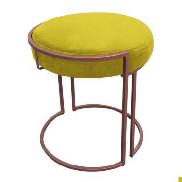 Imagem de Kit 02 Puff Love Suede Base Cobre Amarelo