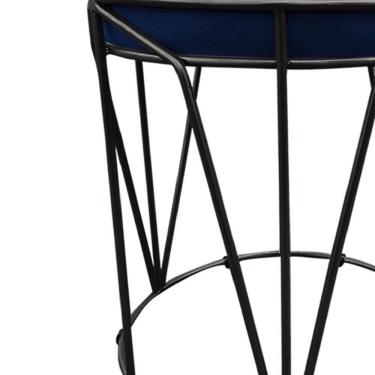 Imagem de Kit 02 Puff Babu Suede Base Preto Azul Marinho