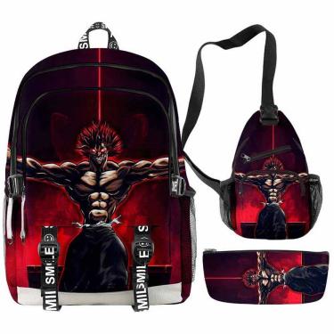Imagem de Conjunto de mochilas escolares Hanma Baki Cartoon Kids, 3 unidades