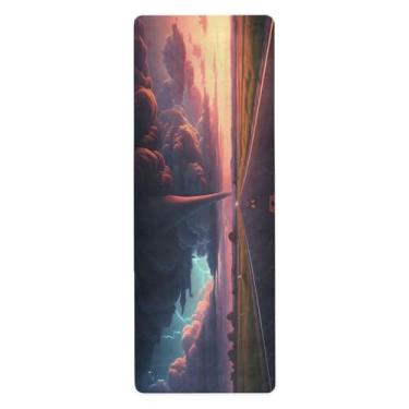 Imagem de CEBUGI Tapete de ioga antiderrapante para mulheres/homens, tapete de exercícios antirrasgo com bolsa de armazenamento para ioga, pilates, treino de chão em casa Tornado