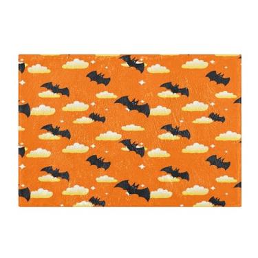 Imagem de Burbuja Tapete de banho Bats Clouds, tapete de banheiro absorvente extra macio com suporte antiderrapante para banheiro, banheira e chuveiro, 40 x 61 cm
