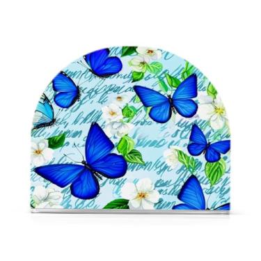 Imagem de CEBUGI Porta-guardanapos para mesas porta-guardanapos de acrílico borboletas azuis porta-guardanapos de papel para decoração de festa de jantar de cozinha