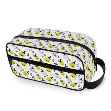 Imagem de Burbuja Bolsa de Higiene Pessoal de Viagem de Abóboras de Dia das Bruxas para Mulheres e Homens, Organizador Portátil de Maquiagem para Acessórios de Higiene Pessoal com Alça