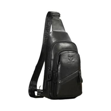 Imagem de Bolsa de Peito Masculina de Couro BULLCAPTAIN - Grande Capacidade - Es