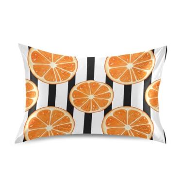 Imagem de Travesseiros King Queen Standard Shams Orange Slices Juicy Black White Satin Fronhas Floral Animal Cooling for Home Bed Sofa King Size 101.6 cm x 50.8 cm