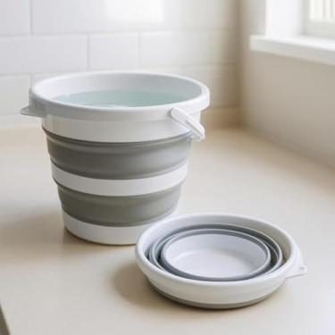 Imagem de Balde, retratil, silicone, camping, dobravel, portatil, resistente, cor variada, duravel
