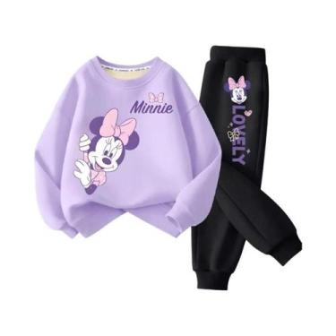 Imagem de Conjunto De Moletom Impresso Da Minnie Da Disney Para Meninas, 2 Peças