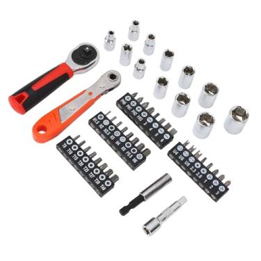 Imagem de Cryfokt Conjunto de Chave de Fenda Catraca 48 Em 1, Durável, Crv, Aço, Chave de Catraca, Soquete, Kit de Ferramentas de Reparo para Manutenção Automotiva Doméstica
