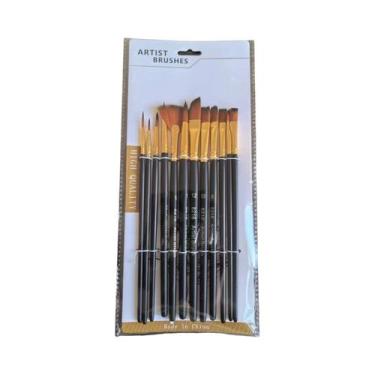 Imagem de Conjunto De 12 Pincéis De Nylon Para Pintura Em Aquarela, Óleo E Acríl