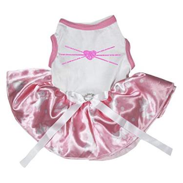 Imagem de Petitebella Roupa para filhotes de cachorro vestido de coelhinho da páscoa top branco coelho bolinhas rosa tutu (3GG)