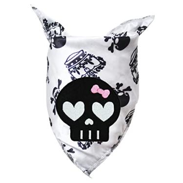 Imagem de Petitebella Bandana preta para animais de estimação com cabeça de caveira (branco/caveira com coroa, pequena)