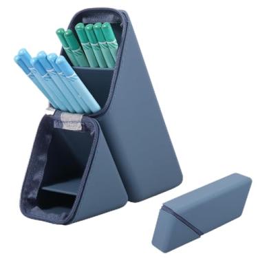 Imagem de Estojo de silicone para caneta, bolsa dobrável para canetas, bolsa compacta portátil para lápis com divisórias de 60°, bolsa de armazenamento de caneta marcador para casa, escola, escritório, negócios