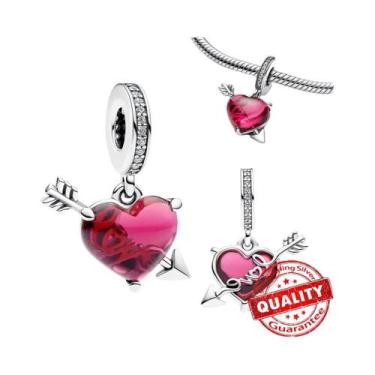 Imagem de Pulseira De Charms Em Prata Esterlina 925 Com Laço Rosa E Trevo De Qua