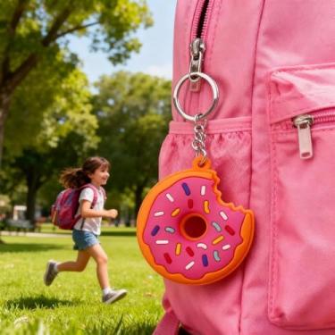 Imagem de 1 pç chaveiro de borracha macia PVC sobremesa festa donut chaveiro pingente decoração adesivo fofo, rosa, normal